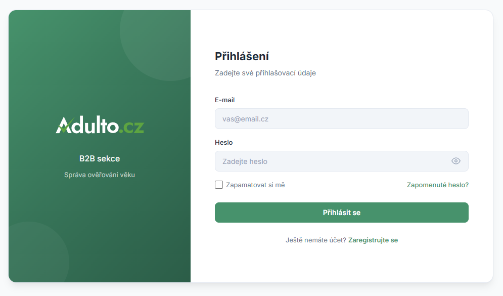 adulto rozhraní pro e-shopy